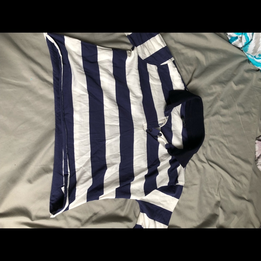 Stripped collared cropped shirt
